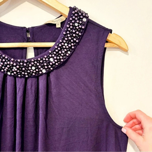 RW&CO Purple  halter top with beads - Picture 3 of 5